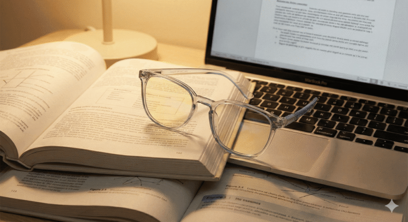 Different types of reading glasses for beginners including full-frame, blue light, and lightweight TR90
